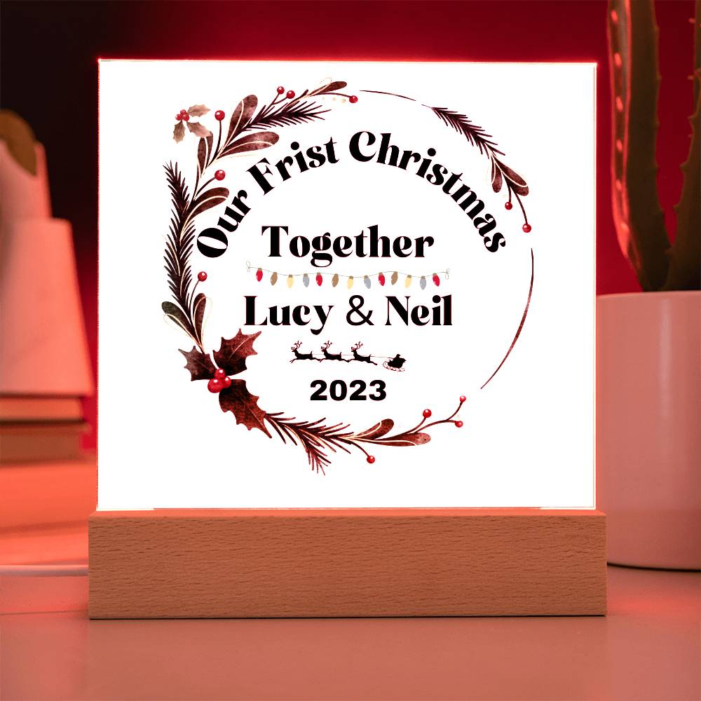 Our First Christmas Together | Personalized Square Acrylic Plaque
