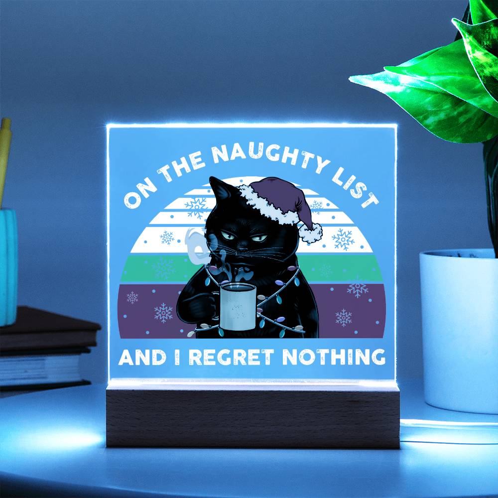 Christmas - Naughty List - Night Light Square Acrylic Plaque