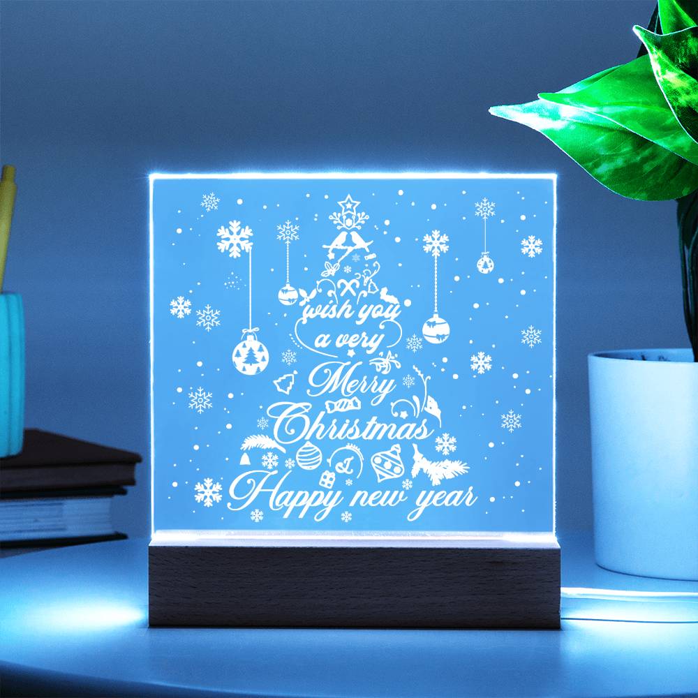 White Christmas Tree | Night Light Square Acrylic