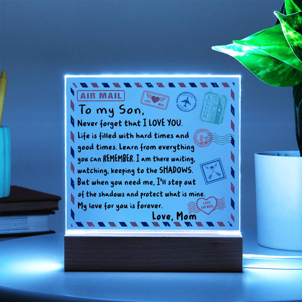 To My Son Envelope | Night Light Square Acrylic