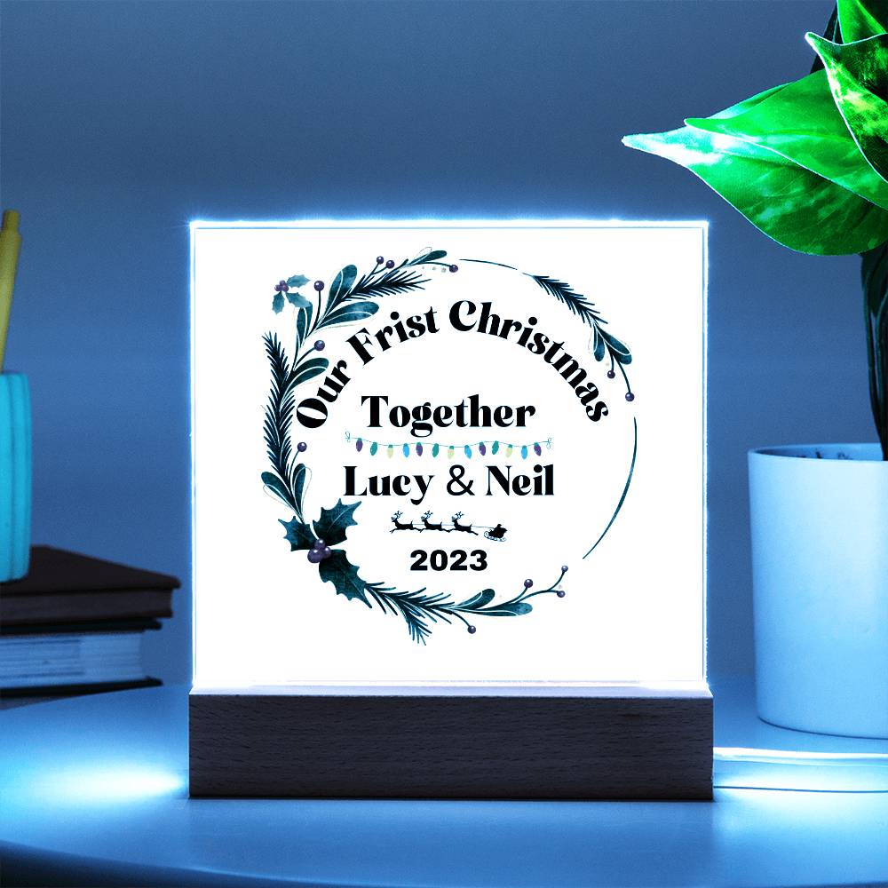 Our First Christmas Together | Personalized Square Acrylic Plaque