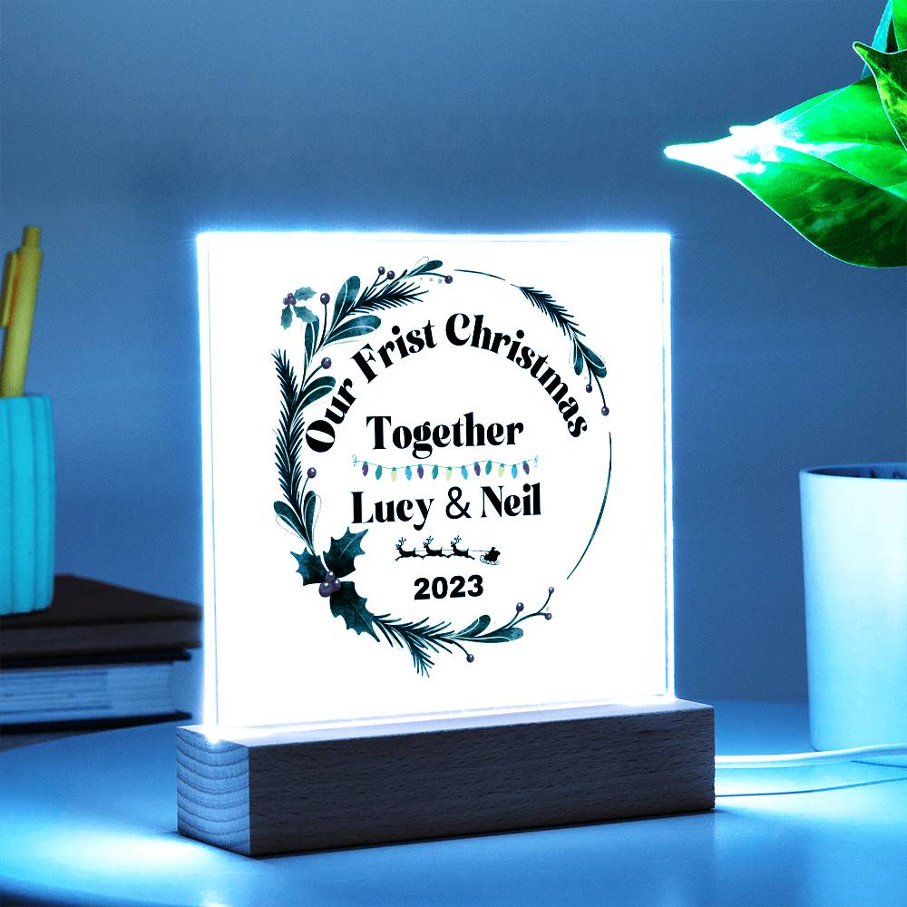 Our First Christmas Together | Personalized Square Acrylic Plaque