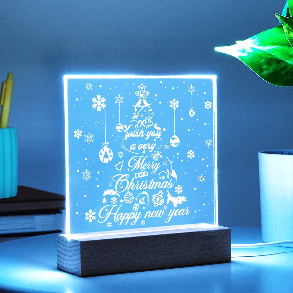 White Christmas Tree | Night Light Square Acrylic