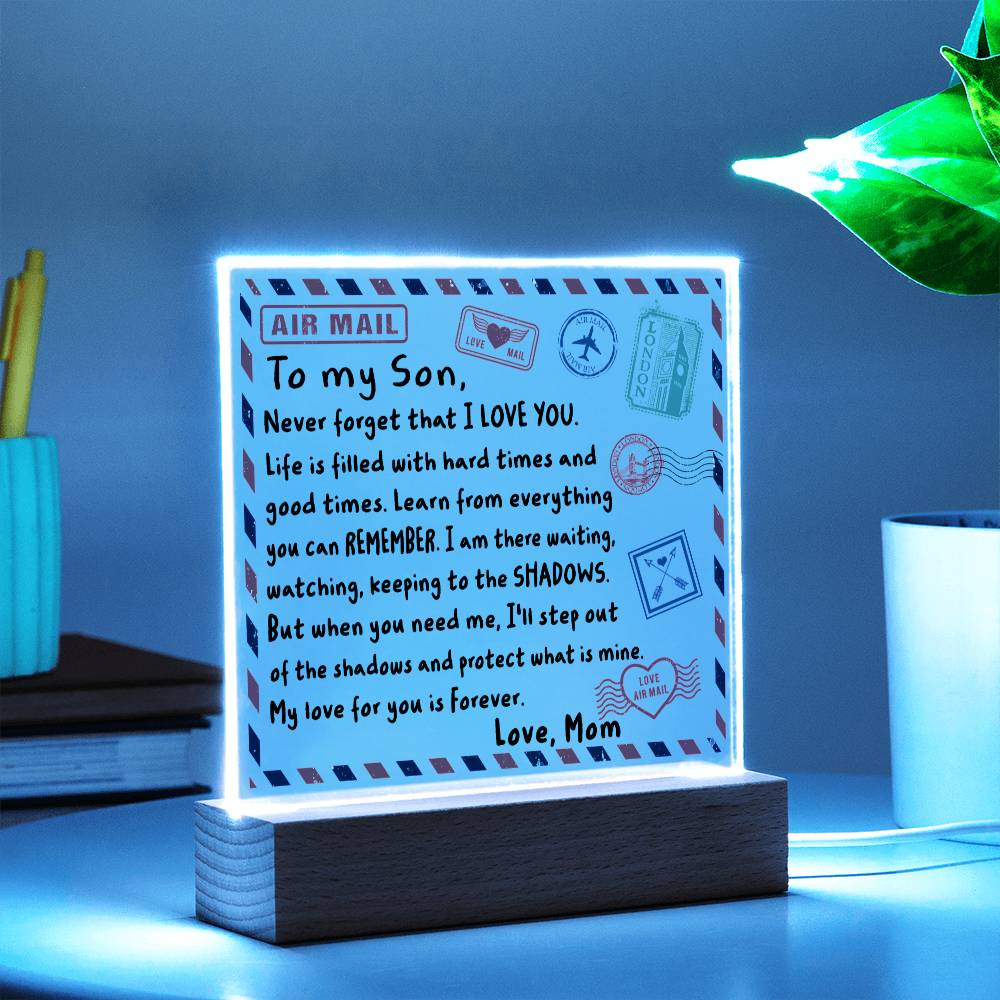 To My Son Envelope | Night Light Square Acrylic