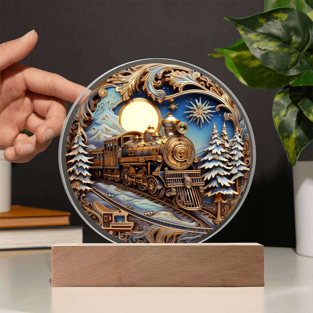 Fairy Tale Train | Night Light Circle Acrylic Plaque