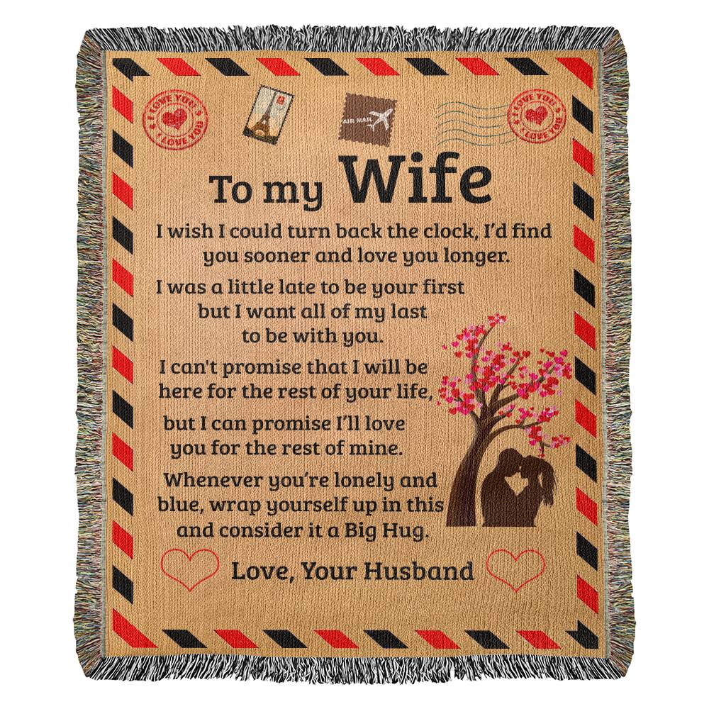 To My Wife - Big Hug - Heirloom Woven Blanket