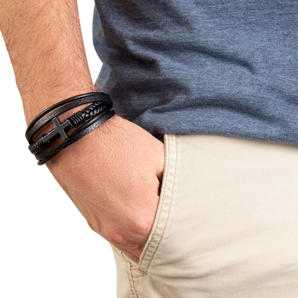 To My Man - My Mate - Cross Leather Bracelet