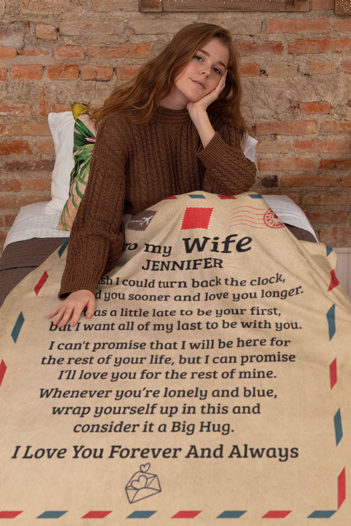To My Wife | Big Hug | Personalized Throw Blanket 50*60