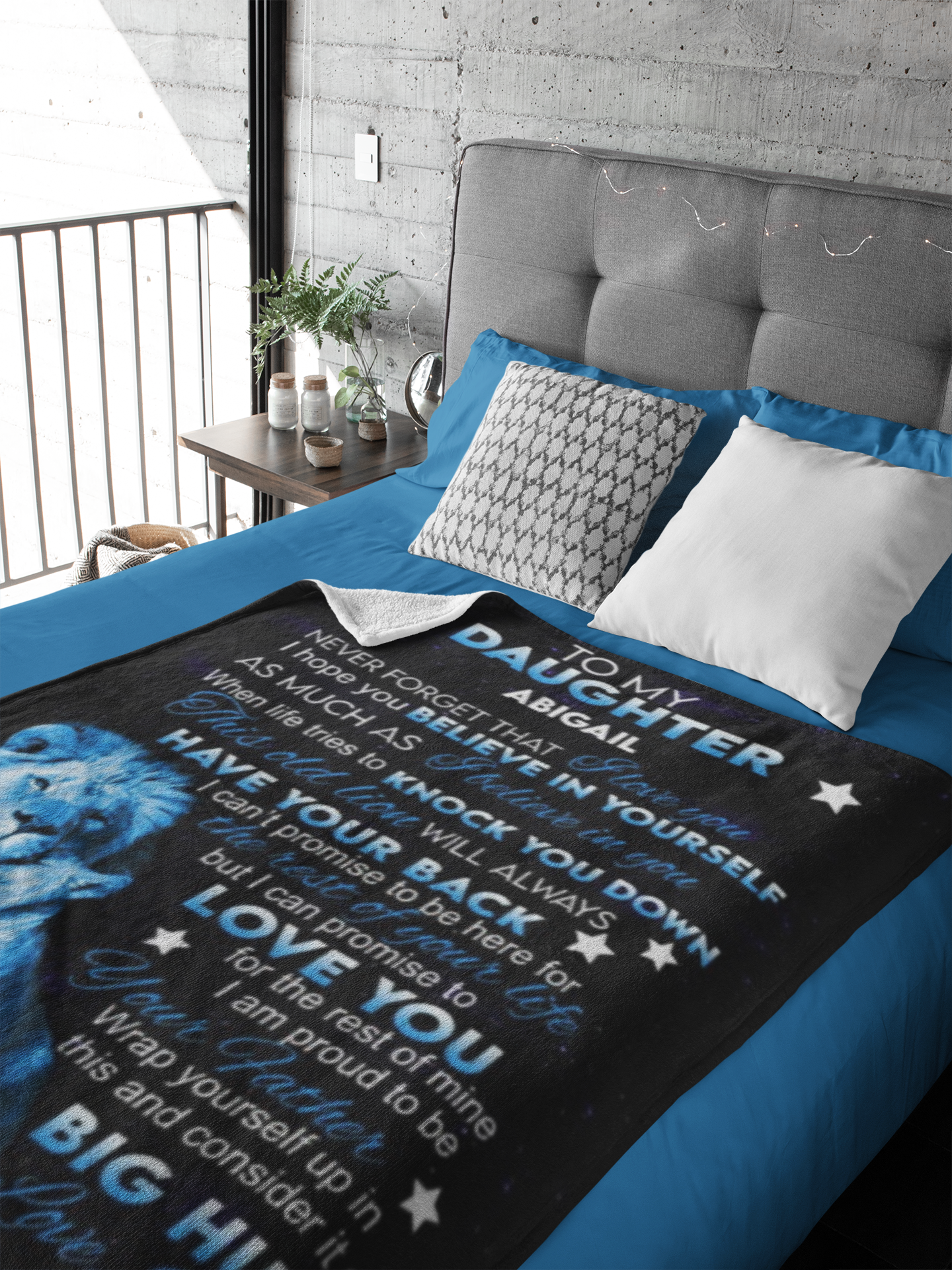 To My Daughter Lion Personalized Blanket From Dad