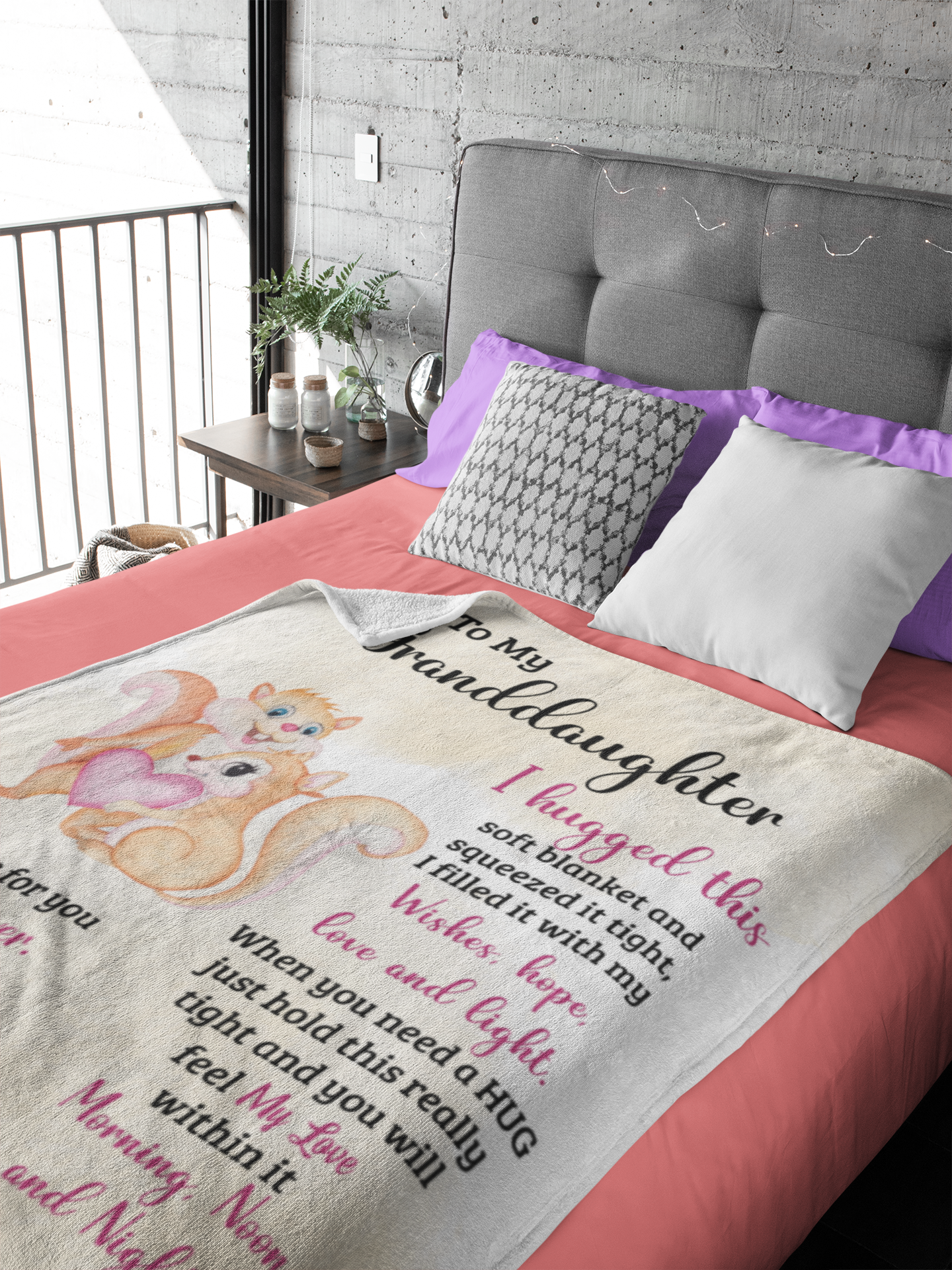 To My Granddaughter- Cute Squirrel Throw Blanket