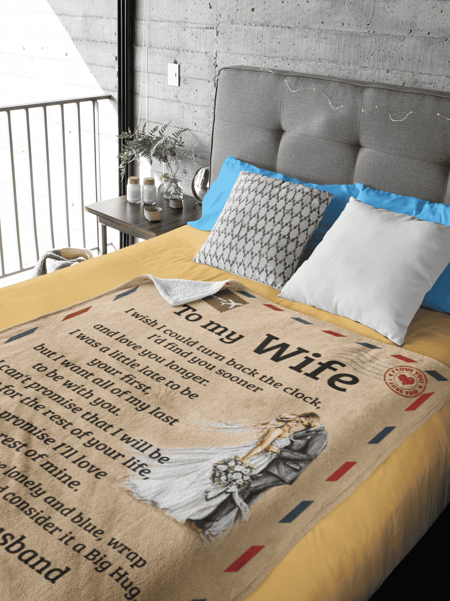 To My Wife | Big Hug | Fleece Blanket | AOP