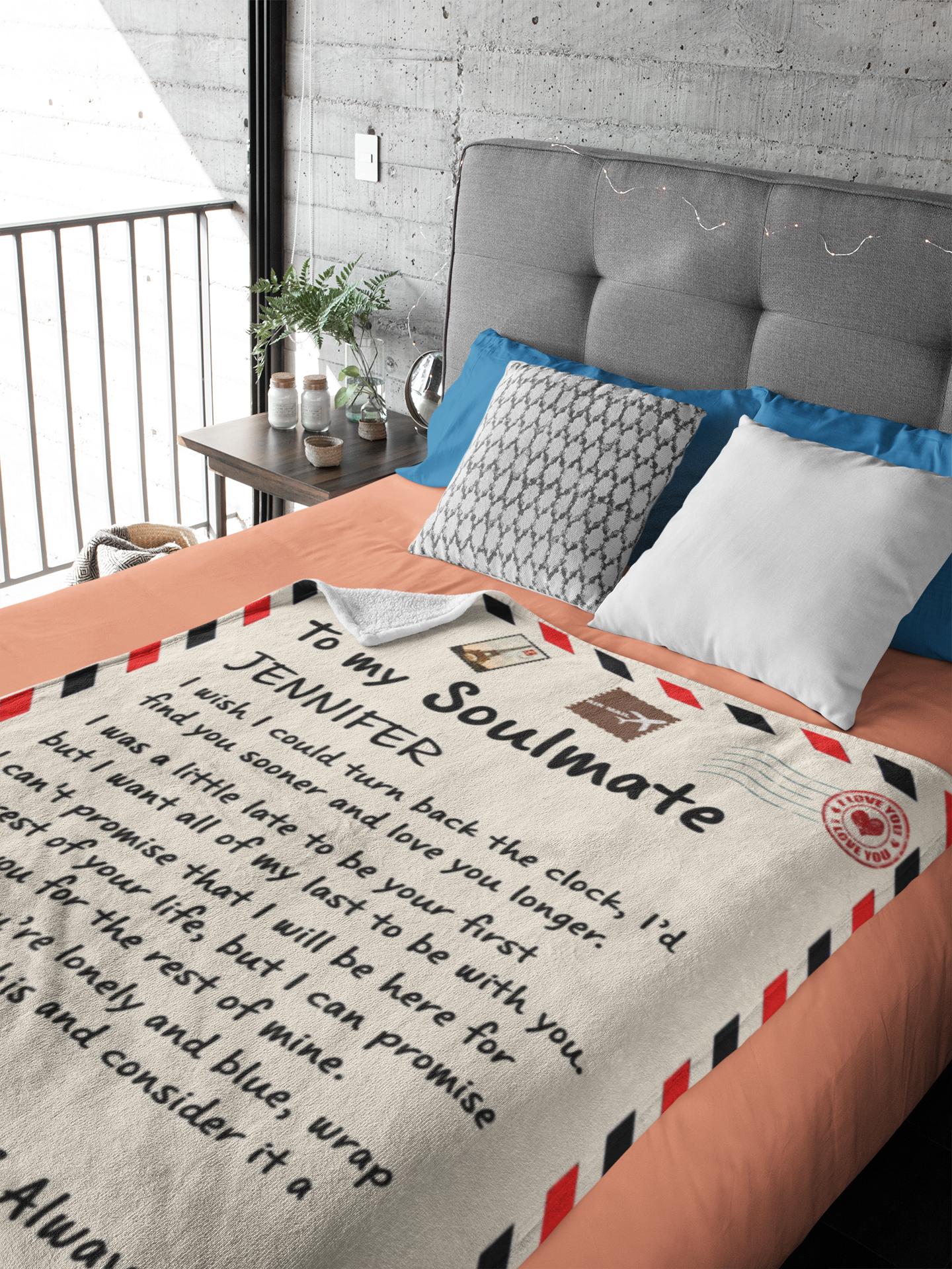 To My Soulmate - Big Hug - Sherpa Fleece Blanket