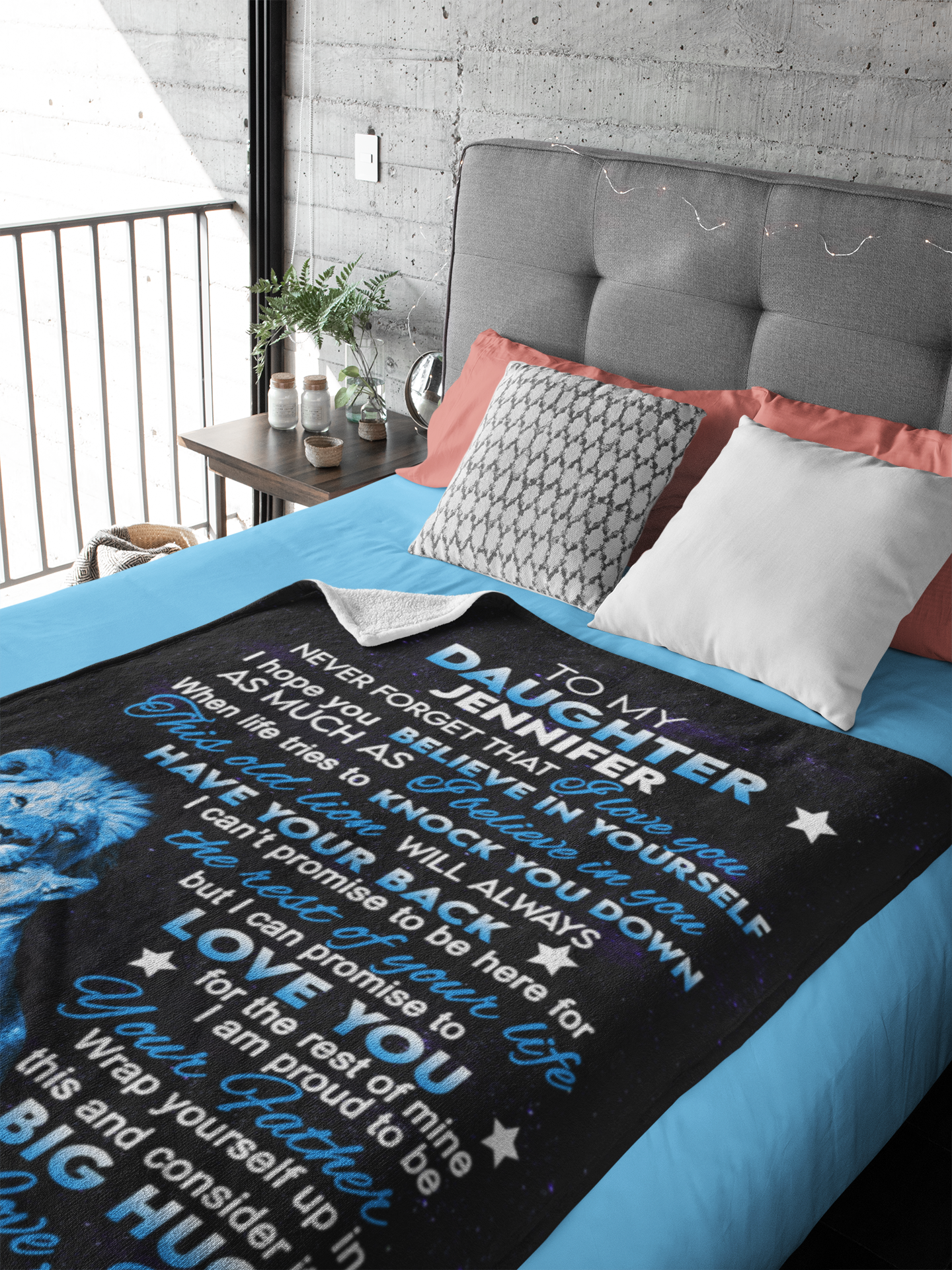 To My Daughter - Personalized Velveteen Plush Blanket - From Dad