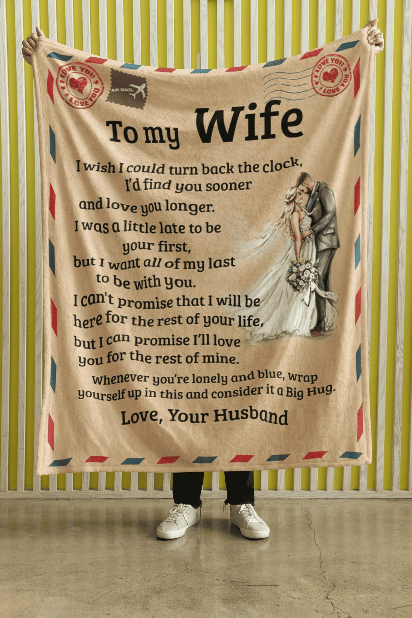 To My Wife | Big Hug | Fleece Blanket | AOP