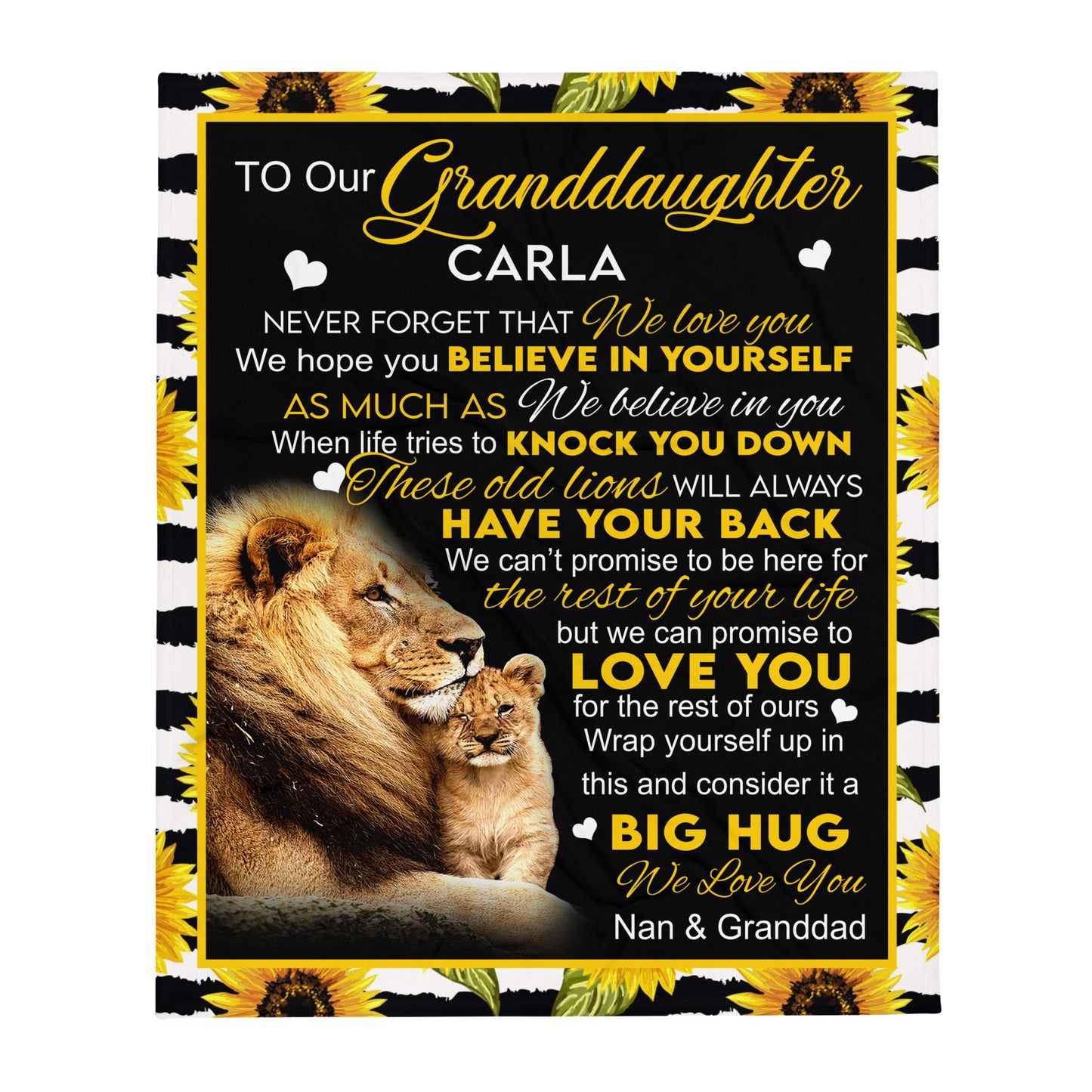 Carla | Throw Blanket | Lion Sunflower Blanket