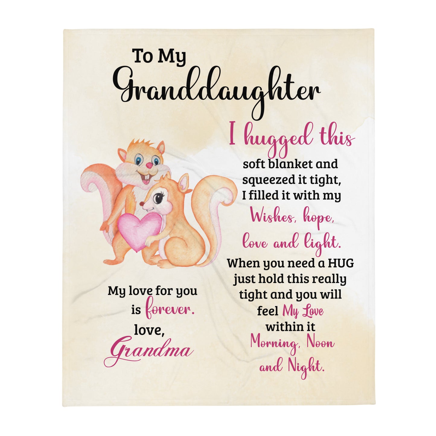 To My Granddaughter- Cute Squirrel Throw Blanket