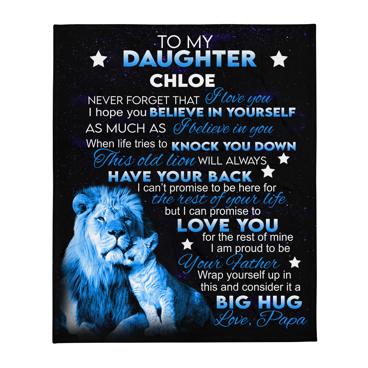 To My Daughter Chloe - From Papa - Throw Blanket 50*60