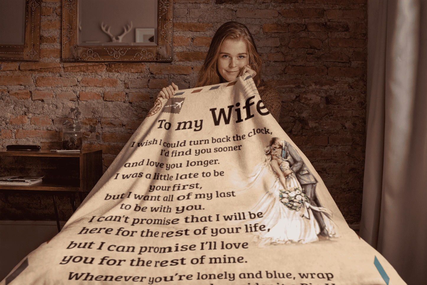 To My Wife | Big Hug | Fleece Blanket | AOP