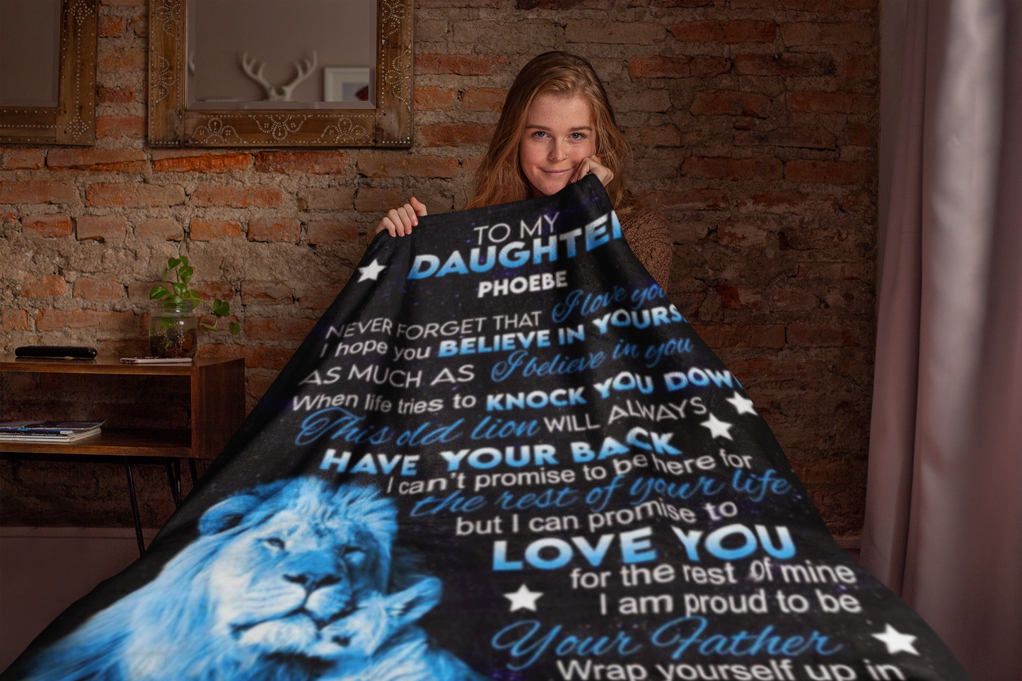 To My Daughter Lion Personalized Blanket From Dad