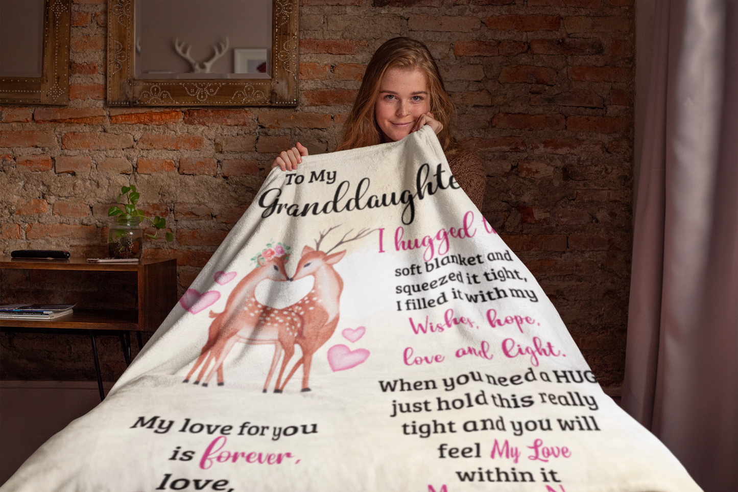 To My Granddaughter | Cute Dear Throw Blanket