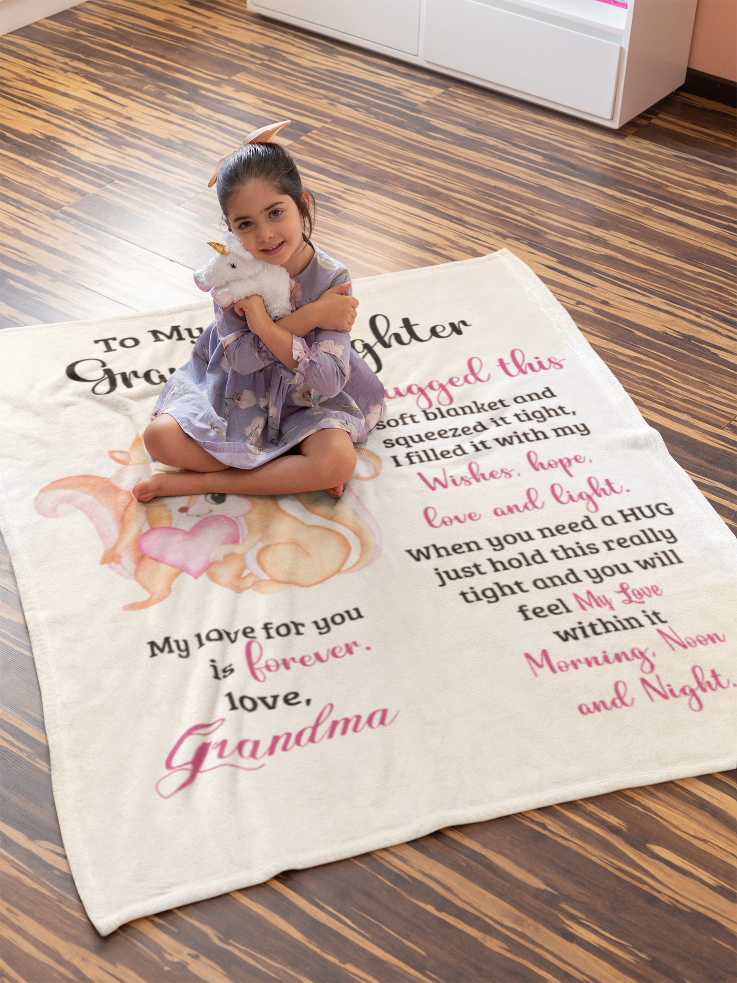 To My Granddaughter- Cute Squirrel Throw Blanket