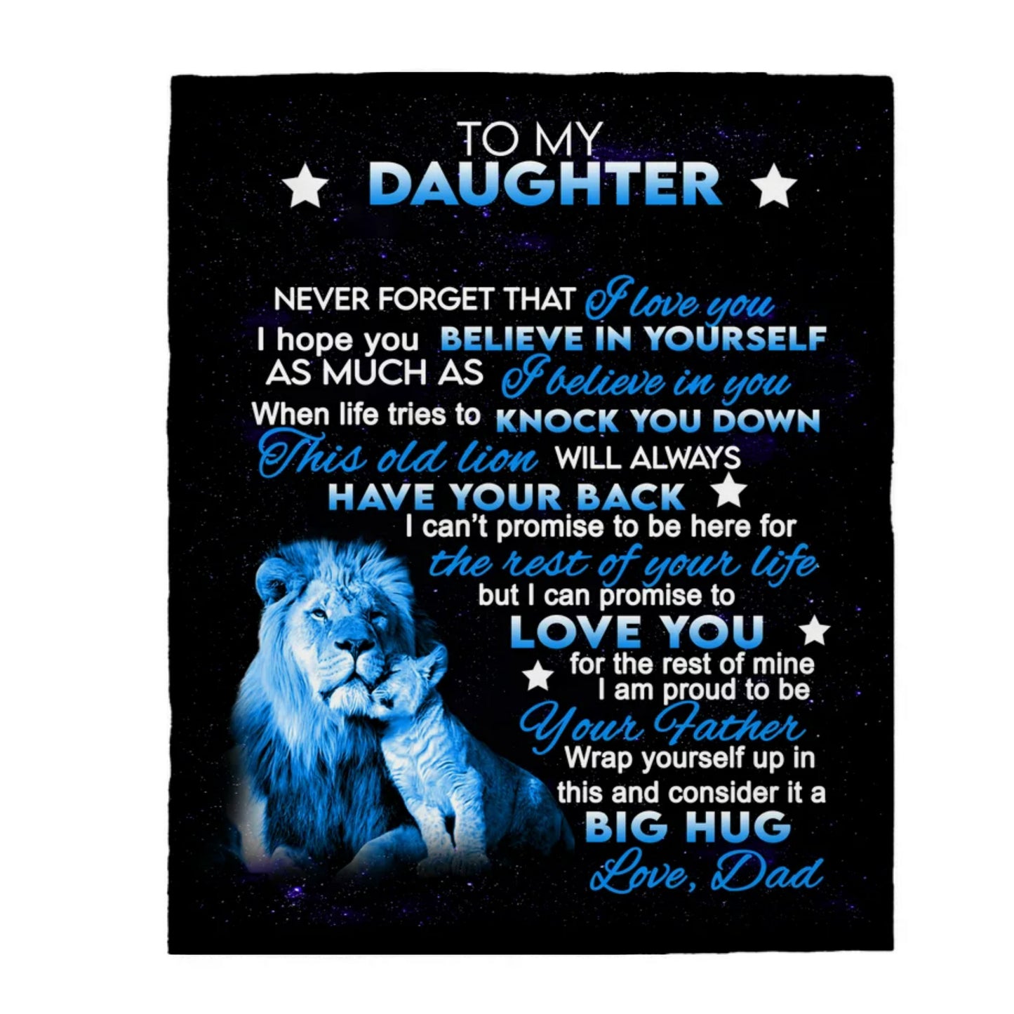 To My Daughter - Personalized Velveteen Plush Blanket - From Dad
