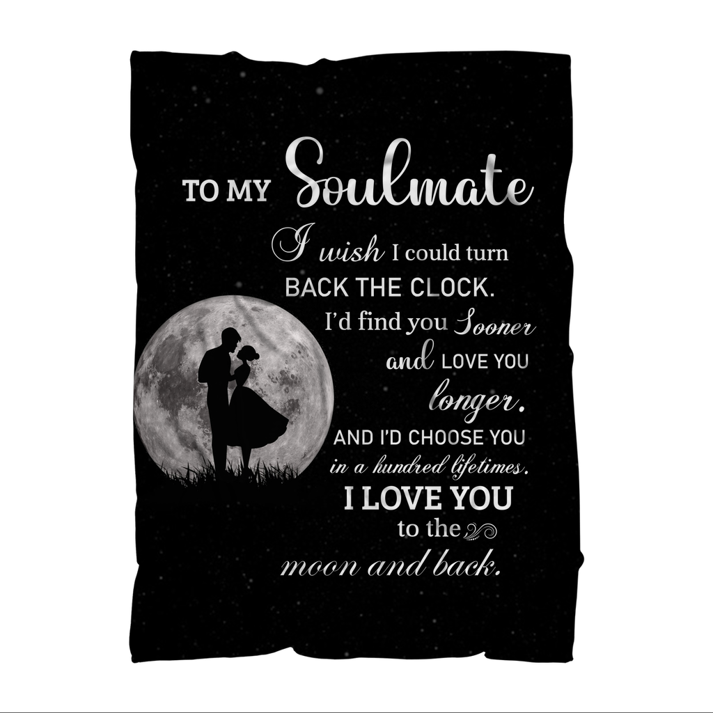 To My Soulmate | Moon & Back | Fleece Blanket | AOP