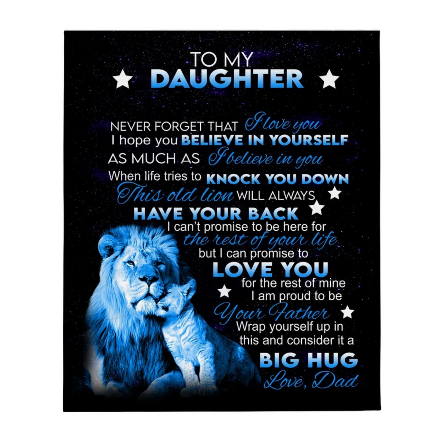 To My Daughter Lion Personalized Blanket From Dad