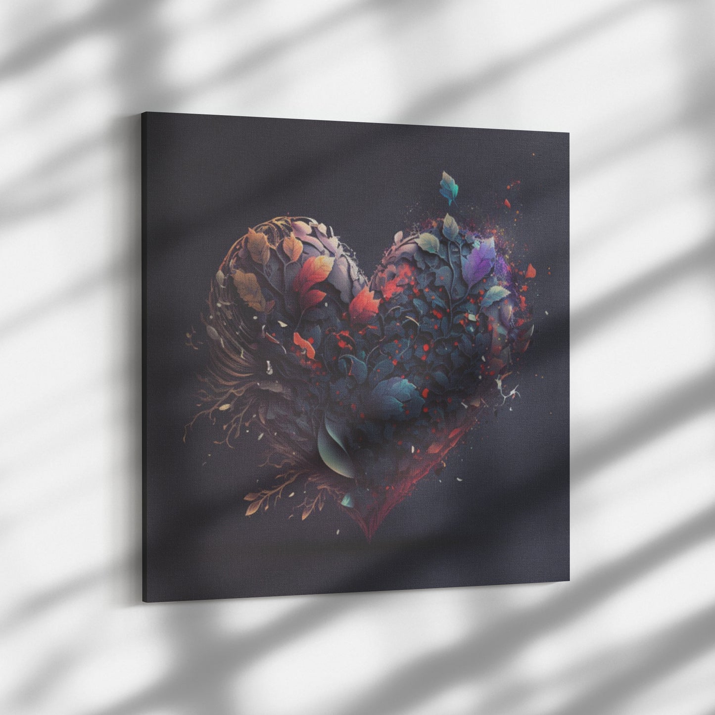 Blue Flowers Heart Canvas