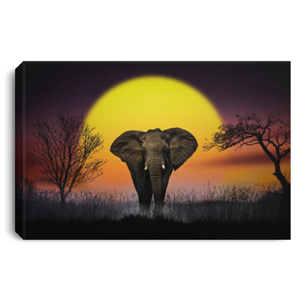 Canva | Elephant And The Sunrise | Landscape Canvas .75in Frame | CC