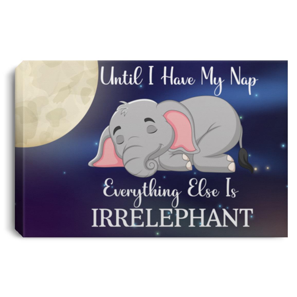 Canvas Landscape .75in Frame | Cool Funny Elephant | Nap Irrelephant | CC