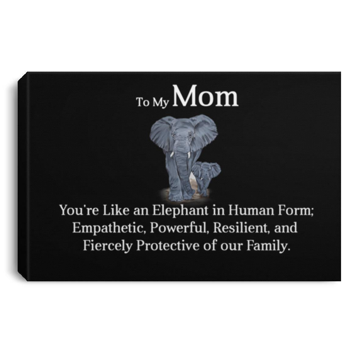 Canva - Elephant Fiercely Protective - Black Landscape Canvas .75in Frame