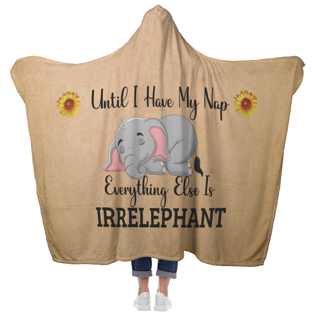 Elephant Nap | Premium Adult Hooded Blanket | AOP