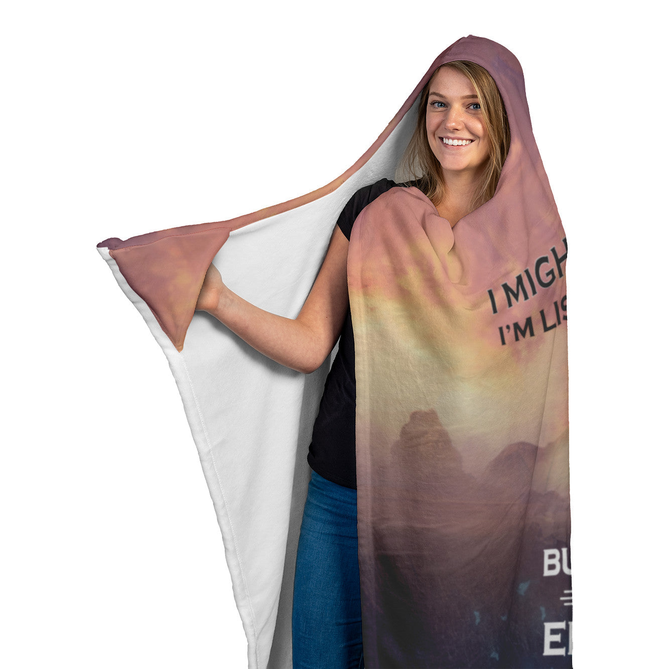 Thinking About Elephants | Premium Adult Hooded Blanket | AOP