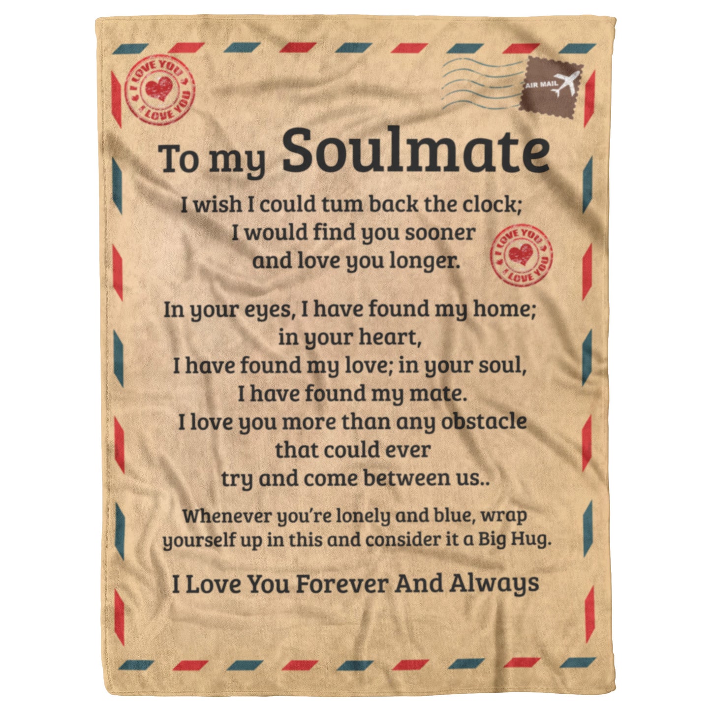 To My Soulmate | The Clock | Fleece Blanket | TL