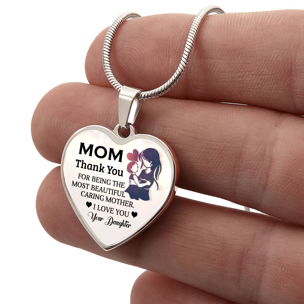 To My Mom | Thank You | Heart Pendant | Necklace Gift
