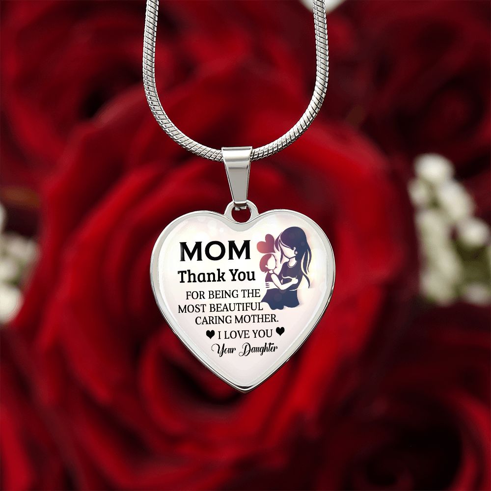 To My Mom | Thank You | Heart Pendant | Necklace Gift