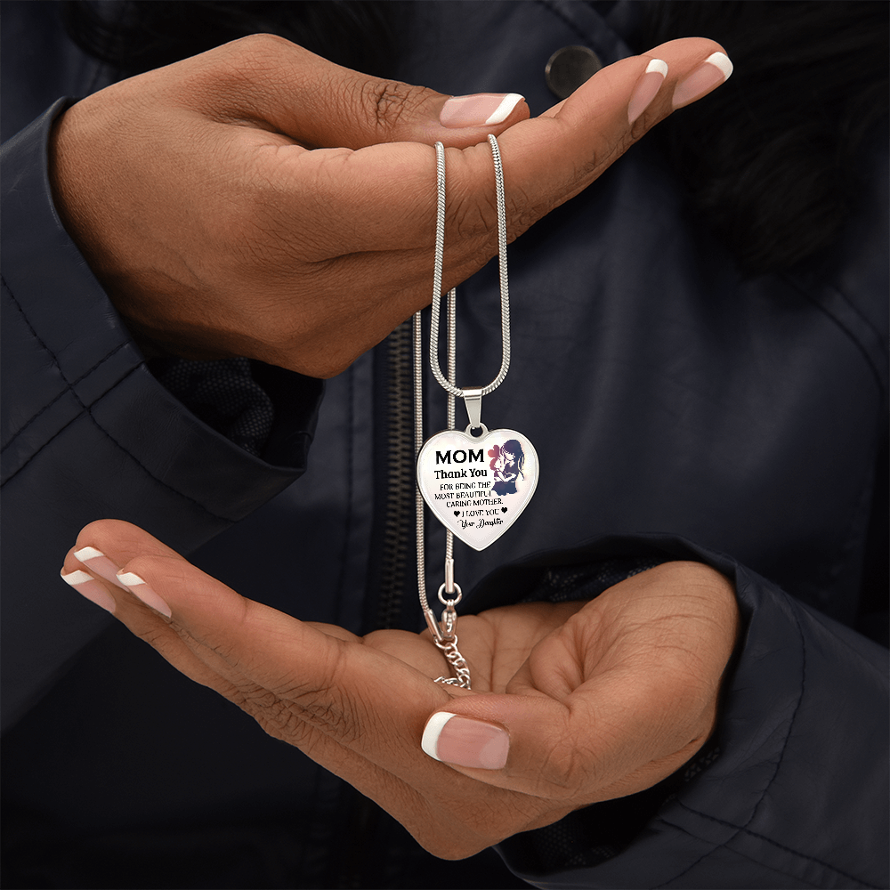 To My Mom | Thank You | Heart Pendant | Necklace Gift