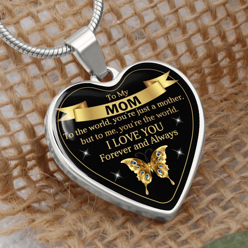 To My Mom | World | Heart Pendant | Mother's Day, Christmas & Birthday Present