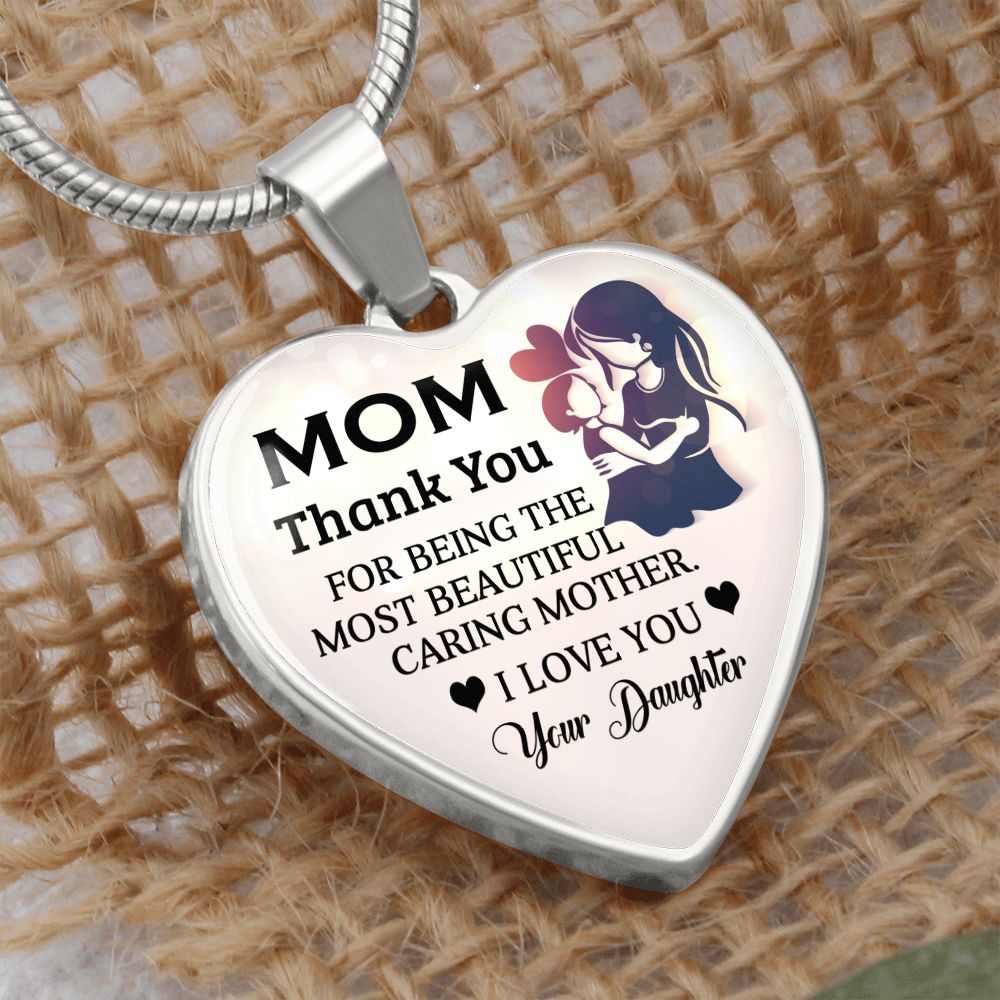 To My Mom | Thank You | Heart Pendant | Necklace Gift