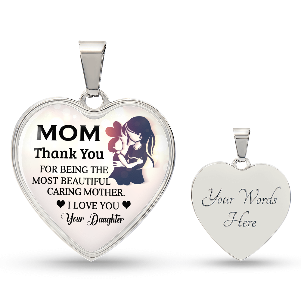 To My Mom | Thank You | Heart Pendant | Necklace Gift