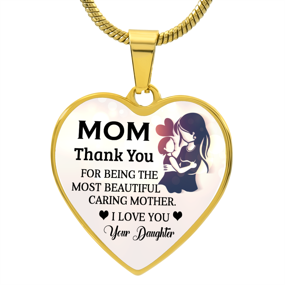 To My Mom | Thank You | Heart Pendant | Necklace Gift