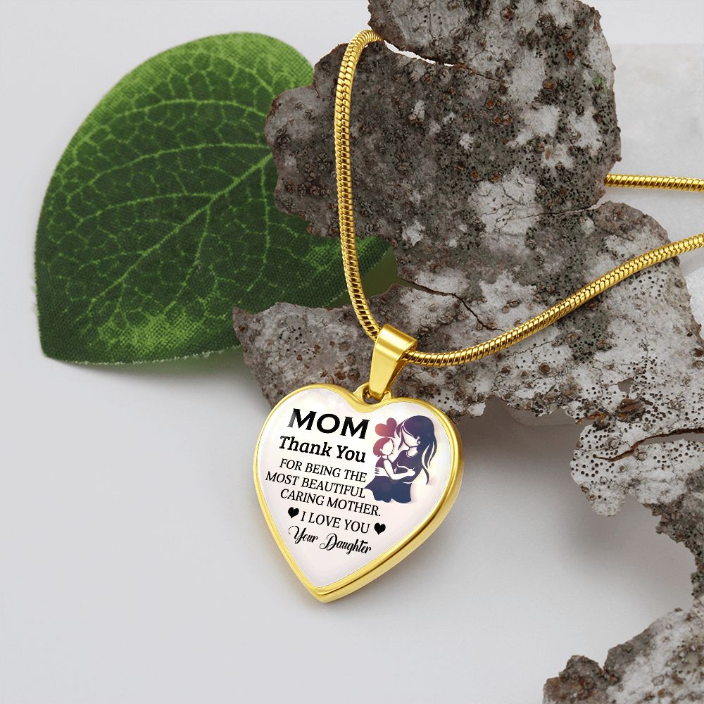To My Mom | Thank You | Heart Pendant | Necklace Gift