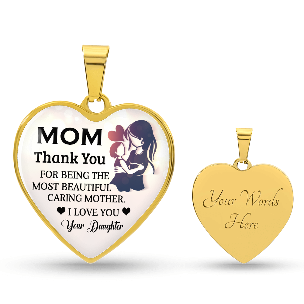To My Mom | Thank You | Heart Pendant | Necklace Gift