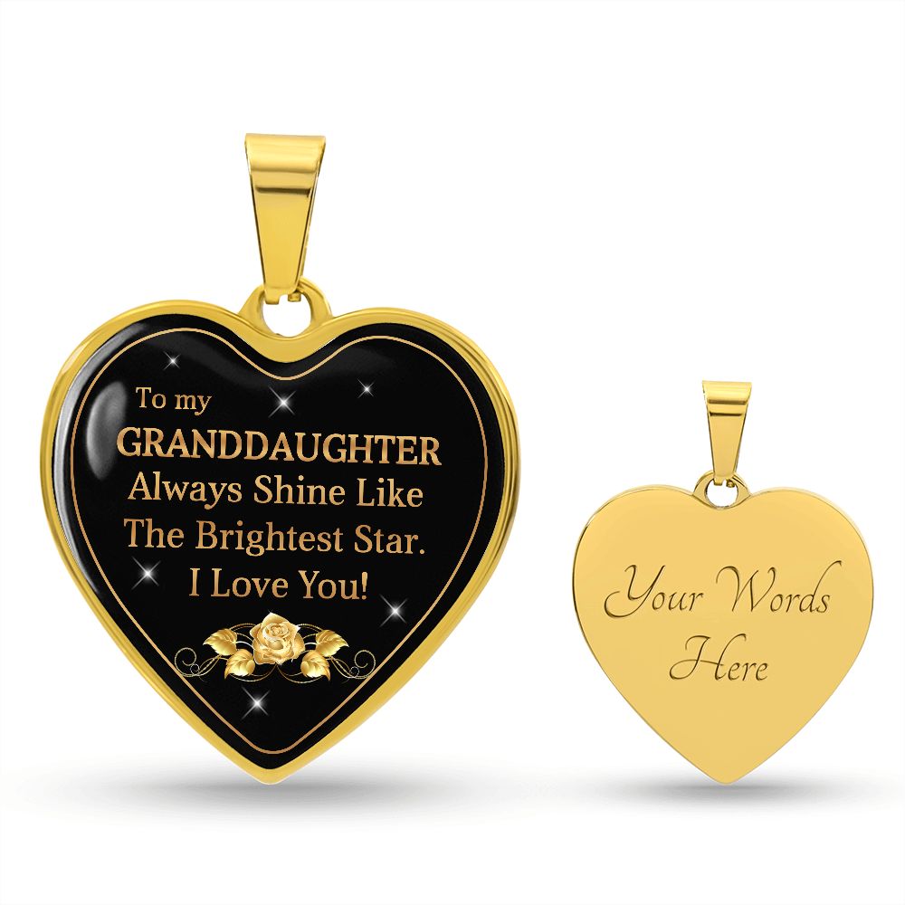 To My Granddaughter | Brightest Star | Heart Pendant