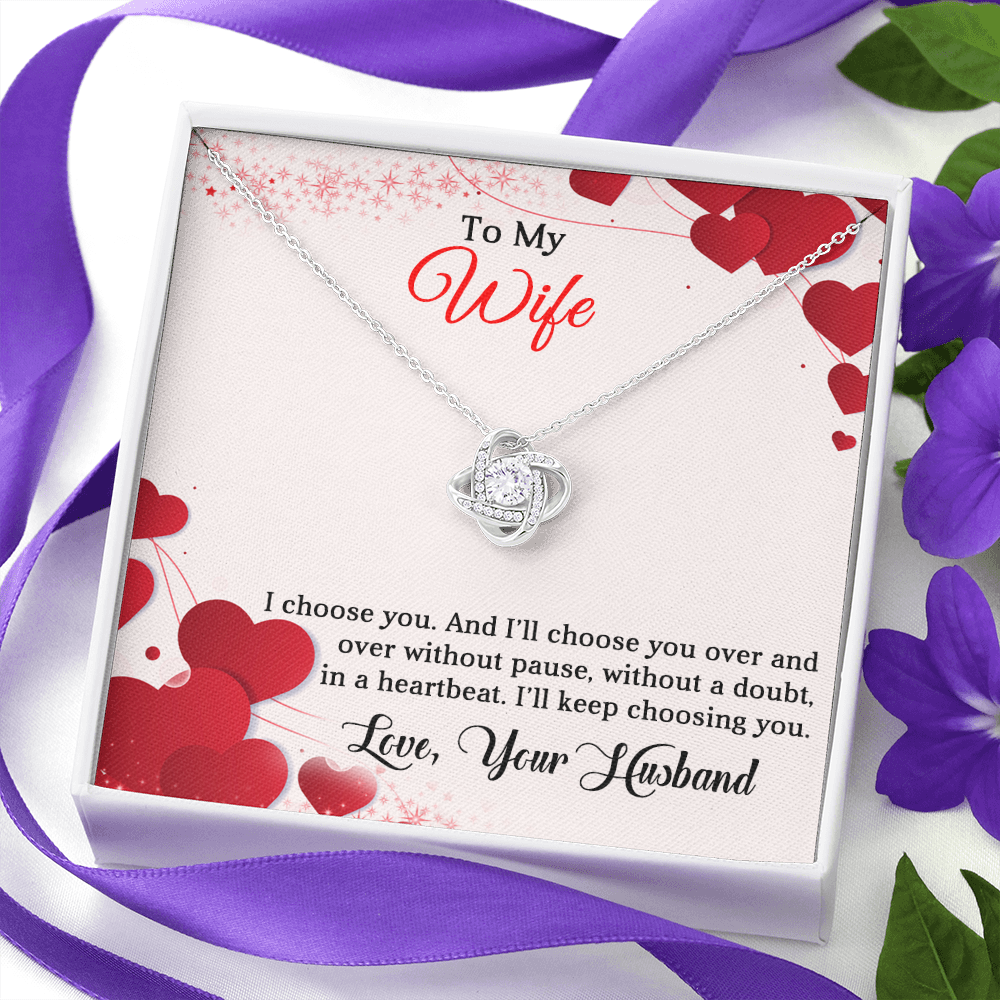 To my Wife, Love Knot Necklace, Gifts for Wife, Women, Wedding Anniversary, Birthday, Soulmate Romantic Gifts.