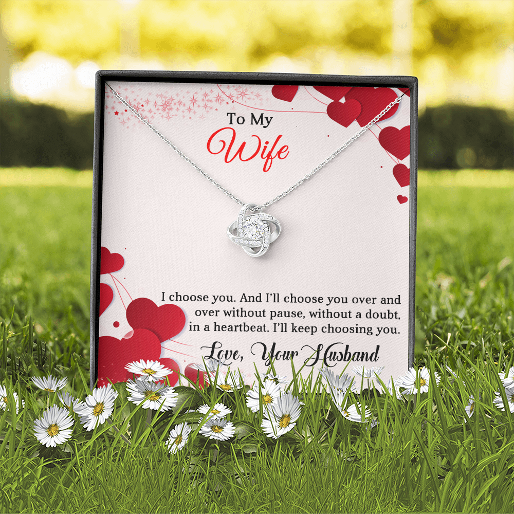 To my Wife, Love Knot Necklace, Gifts for Wife, Women, Wedding Anniversary, Birthday, Soulmate Romantic Gifts.