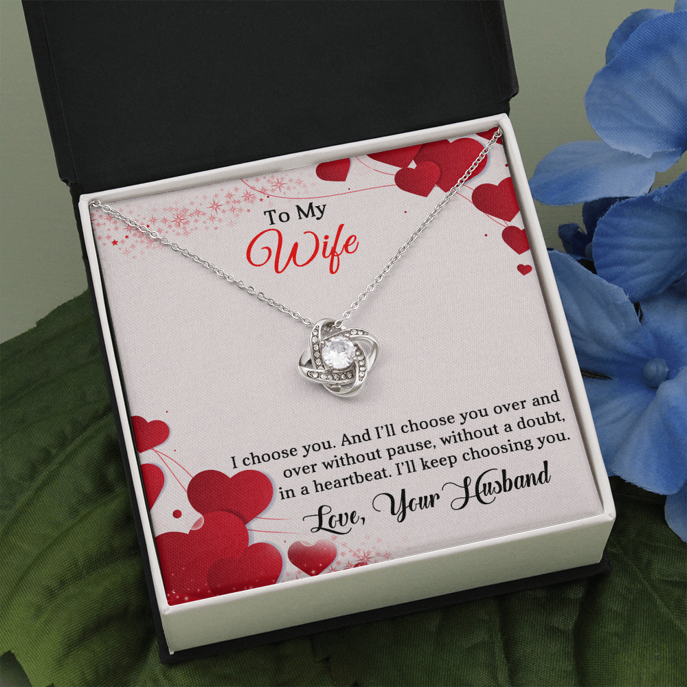 To my Wife, Love Knot Necklace, Gifts for Wife, Women, Wedding Anniversary, Birthday, Soulmate Romantic Gifts.