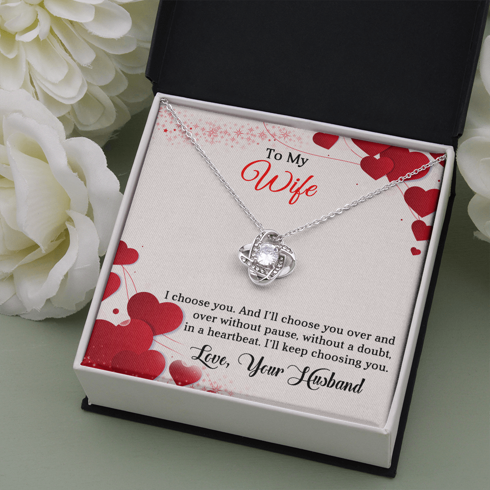 To my Wife, Love Knot Necklace, Gifts for Wife, Women, Wedding Anniversary, Birthday, Soulmate Romantic Gifts.