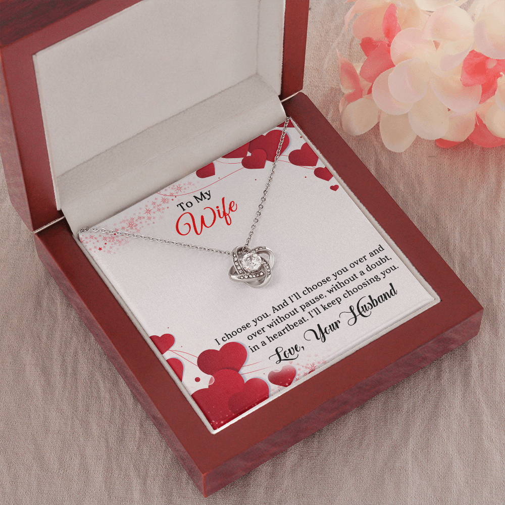 To my Wife, Love Knot Necklace, Gifts for Wife, Women, Wedding Anniversary, Birthday, Soulmate Romantic Gifts.